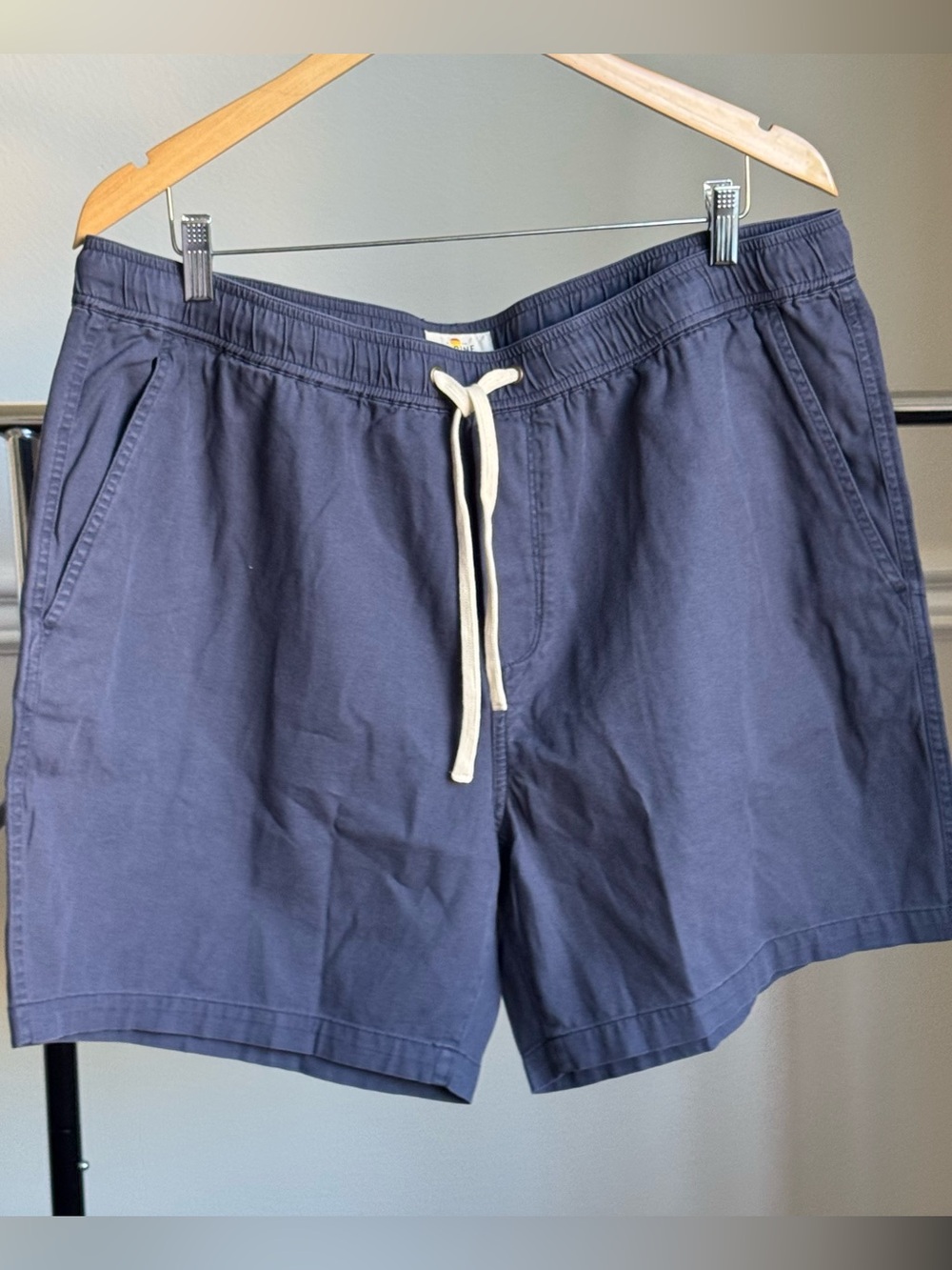 Marine Layer Saturday Short Men's 2XL Navy 6" Inseam Elastic Waist Canvas NWT